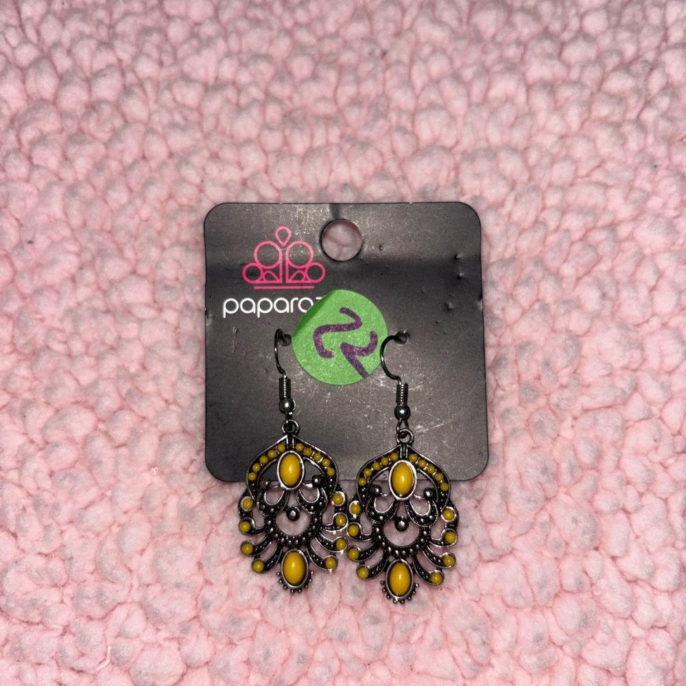 Paparazzi Yellow and Black Teardrop Earrings